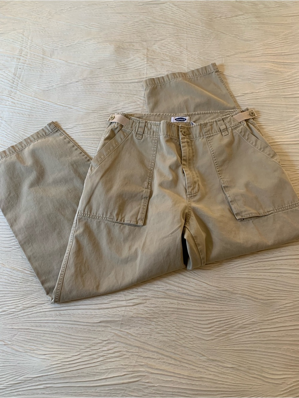 Vintage Y2K Old Navy Wide Leg High Rise Khaki Fatigue Pants, size 36x32